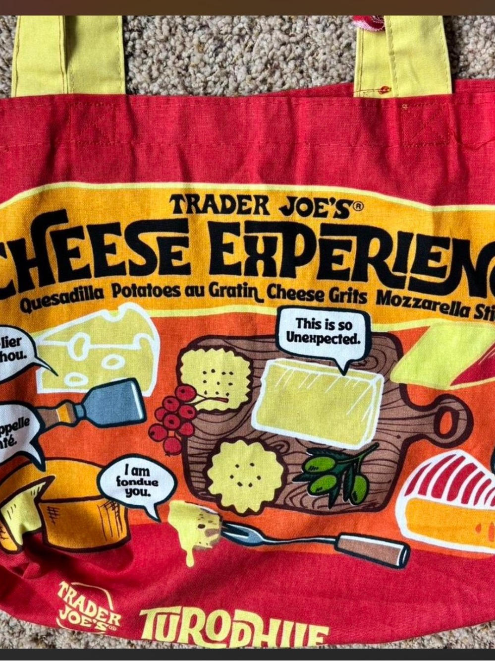 Cheese Adventures Red & Yellow Tote Bag - Picture 4 of 6